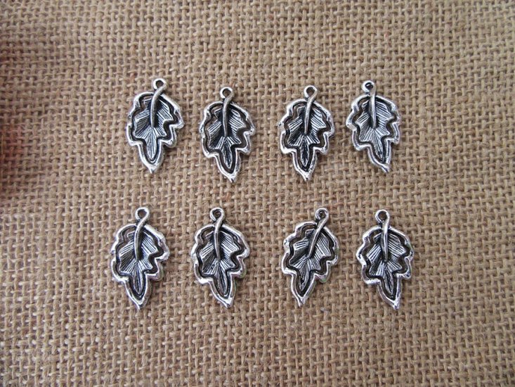 100Pcs New Ivy Leaf Beads Charms Pendants Jewellery Findings - Click Image to Close
