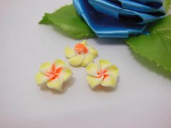 (image for) 100 Yellow Fimo Beads Frangipani Jewellery Finding 1.5cm