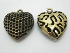 (image for) 10Pcs New Heart Beads Pendants Charms Jewelry Finding 30x30x12mm