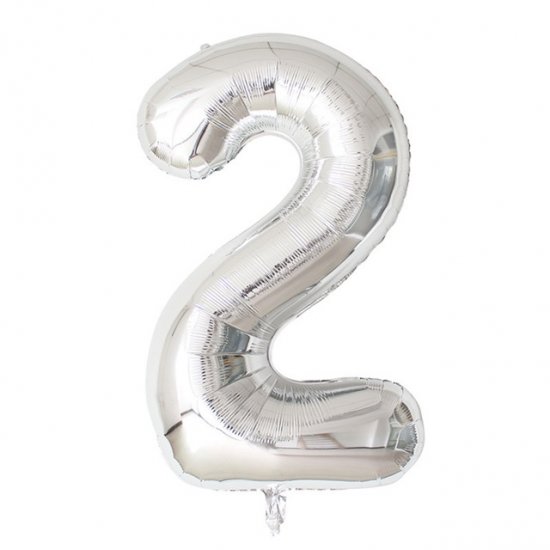 6X Silver Numbers 2 Air-Filled Foil Balloons Party Wedding Decor - Click Image to Close