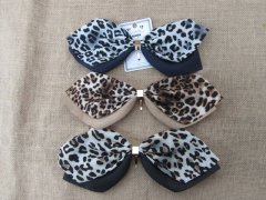 (image for) 1Pc Leopard Bowknot Hair Clip Hairpin Spring Ponytail Holder