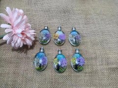 (image for) 6Pcs Dried Tree Flower Glass Beads Charms Pendant for Necklace