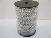 1Roll X 50Yds Silver Color Ball Beaded Plastic Chain Craft 4mm