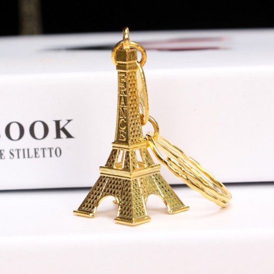 50 Golden Plated France Eiffel Tower Key Rings kr-m54 - Click Image to Close
