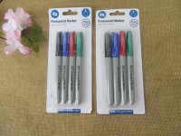 6x4Pcs Brilliant Permanent Marker 4 Colors Pens Office Use