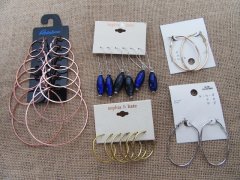 (image for) 12Packets Metal Earring Hoop Studs Fashion Jewellry Assorted