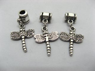 50 Metal European Beads With Dragonfly Dangle ac-sp499
