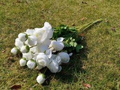 (image for) 6Pcs Elegant White Cabbage Roses Artificial Flower Decoration