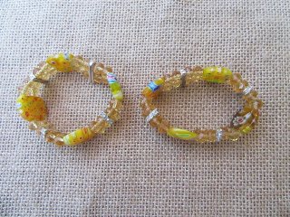 10Pcs Fashion Glass Beaded Elastic Bracelet - Yellow (image for) 10Pcs Fashion Glass Beaded Elastic Bracelet - Yellow