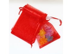 (image for) 100X Plain Hot Red Organza Gift Jewelry Pouches 9x7cm