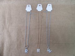 12Pcs Metal Necklace Rhinestone Letter Pendant Charm Letter Init 12Pcs Metal Necklace Rhinestone Letter Pendant Charm Letter Init