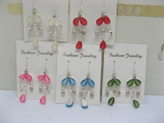 12 Pairs Fashion Silver Dangle Rhinestone Earrings er-m46