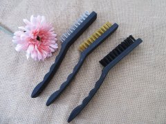 (image for) 2Sheet x 3Pcs Steel Wire Brush Brass Steel Brush Nylon Handle Po