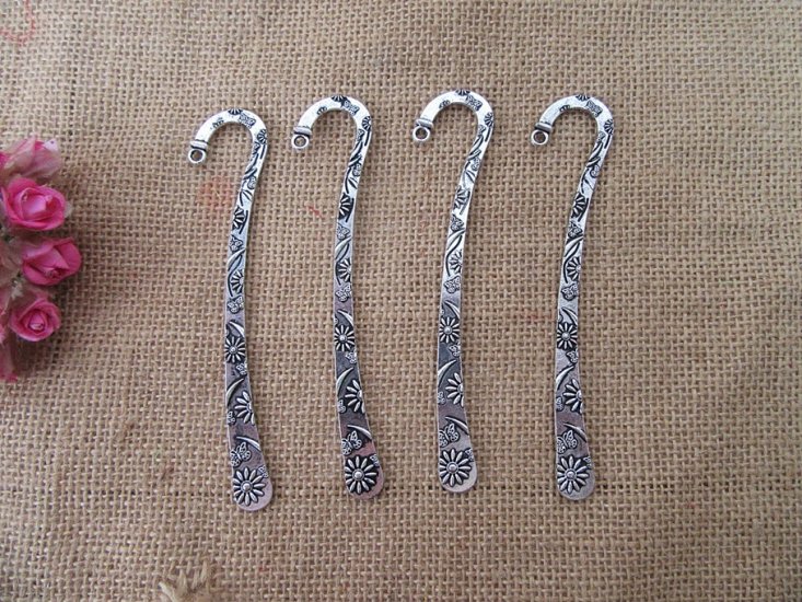 20Pcs Tibetan Silver Color Butterfly Flower Carved Hook Metal - Click Image to Close