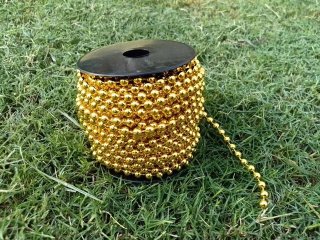 (image for) 1Roll x 15m Golden 6mm Beaded Garland String Wedding Craft