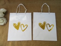12Pcs White Gift Bag w/Golden Heart Design Paper Bag Gift Bag 12Pcs White Gift Bag w/Golden Heart Design Paper Bag Gift Bag