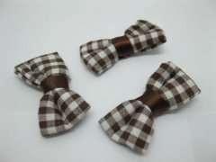 200X Brown Coffee Grid Bowknot Bow Tie Applique Embellishments 200X Brown Coffee Grid Bowknot Bow Tie Applique Embellishments