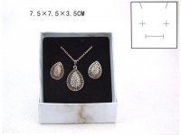 12 White Square Necklace Earring Ring Jewelry Gift Box