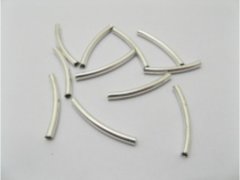 1000 Shiny Silver Plated Curved Tube 20x2mm finding