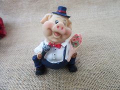 4Pcs Piggie Singer Ornament Figurine Desktop Home Decoration