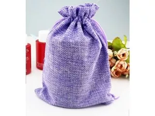 50 Plain Purple Hemp Drawstring Jewelry Gift Pouches 13.5x10cm