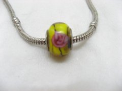 100 Yellow Murano Flower Round Glass European Beads be-g325 100 Yellow Murano Flower Round Glass European Beads be-g325