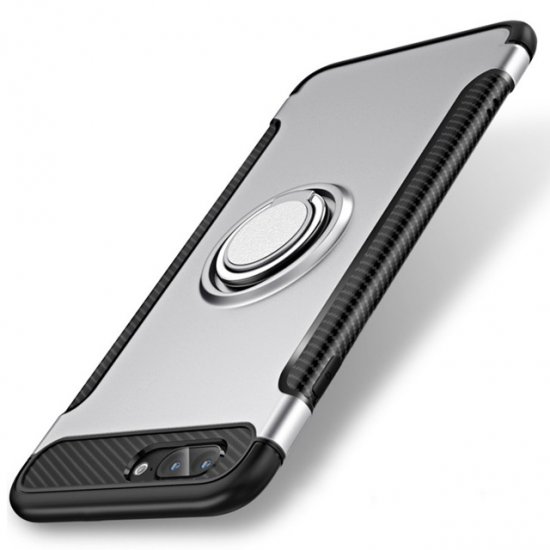 1X iPhone8 Plus Silver Magnetic Shockproof Case Cover with Ring - Click Image to Close