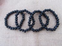 30Pcs Black Elastic Wooden Beaded Bracelets Wholesale
