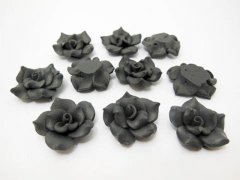 195 Black Fimo Rose Flower Beads Jewellery Findings 2.5cm 195 Black Fimo Rose Flower Beads Jewellery Findings 2.5cm
