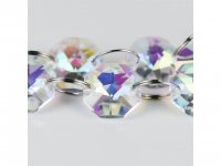 100 AB Clear Crystal Faceted Double-Hole Suncatcher Beads 14mm