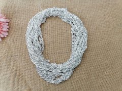 15Strand Men Silver Twisted Chains Finished Chain Necklace 57cm 15Strand Men Silver Twisted Chains Finished Chain Necklace 57cm