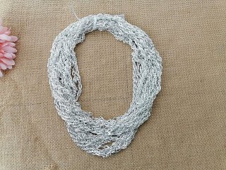 15Strand Men Silver Twisted Chains Finished Chain Necklace 57cm
