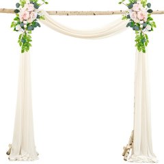 1Pc White Wedding Arch Chiffon Backdrop Curtain Drapes Backgroun