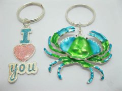 12 Assorted Enamel Metal Keyrings Key Rings