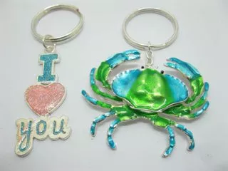 12 Assorted Enamel Metal Keyrings Key Rings