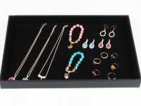 1X Black Leatherette & Velvet Necklace Bracelet Etc Jewelry Case