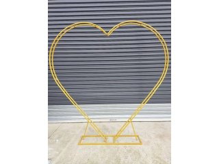 1X Golden Heavy Duty Large Double Heart Garden Wedding Arch