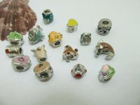 100 Alloy Charms Enamel European Thread Beads Assorted pa-m316