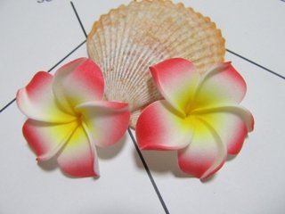 50 New Red & Yellow Fabulous Foam Frangipani Flower 5x2cm