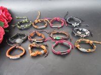 12Pcs Fashion Leather Drawstring Tribe Bracelets Assorted