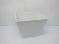 10X Square Tin Bucket with Handles for Wedding Favor - White 10X Square Tin Bucket with Handles for Wedding Favor - White