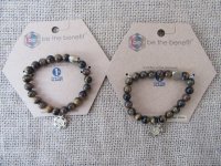 12Pcs Elastic Tiger Eye Bead Beaded Bracelets 65mm dia.