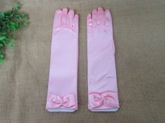 10Pairs Pink Satin Gloves Bridal Glove Wedding Party Favor 28cm