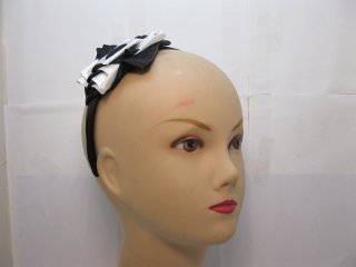 12Pcs New Black Hairbands with Attached Flower