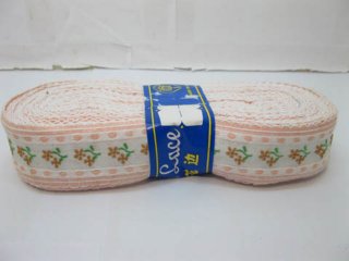 5Roll X 19m Pink Edge Coffee Flower Lace Ribbon Trim