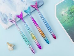 10X Mermaid Shape Black Gel Pen Writing Tool Rainbow Colors