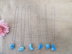 6Pc Ball Chain Necklaces w/Turquoise Irregular Stone Pendant 6Pc Ball Chain Necklaces w/Turquoise Irregular Stone Pendant