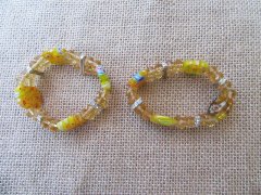 10Pcs Fashion Glass Beaded Elastic Bracelet - Yellow