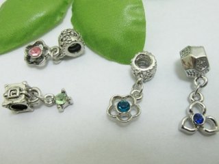 50 Alloy Thread European Beads with Dangle pa-m242