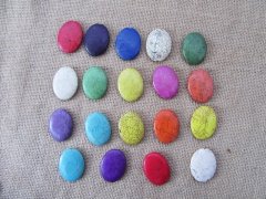 20Pcs Flat Oval Gemstone Beads Mixed 39x30x8mm